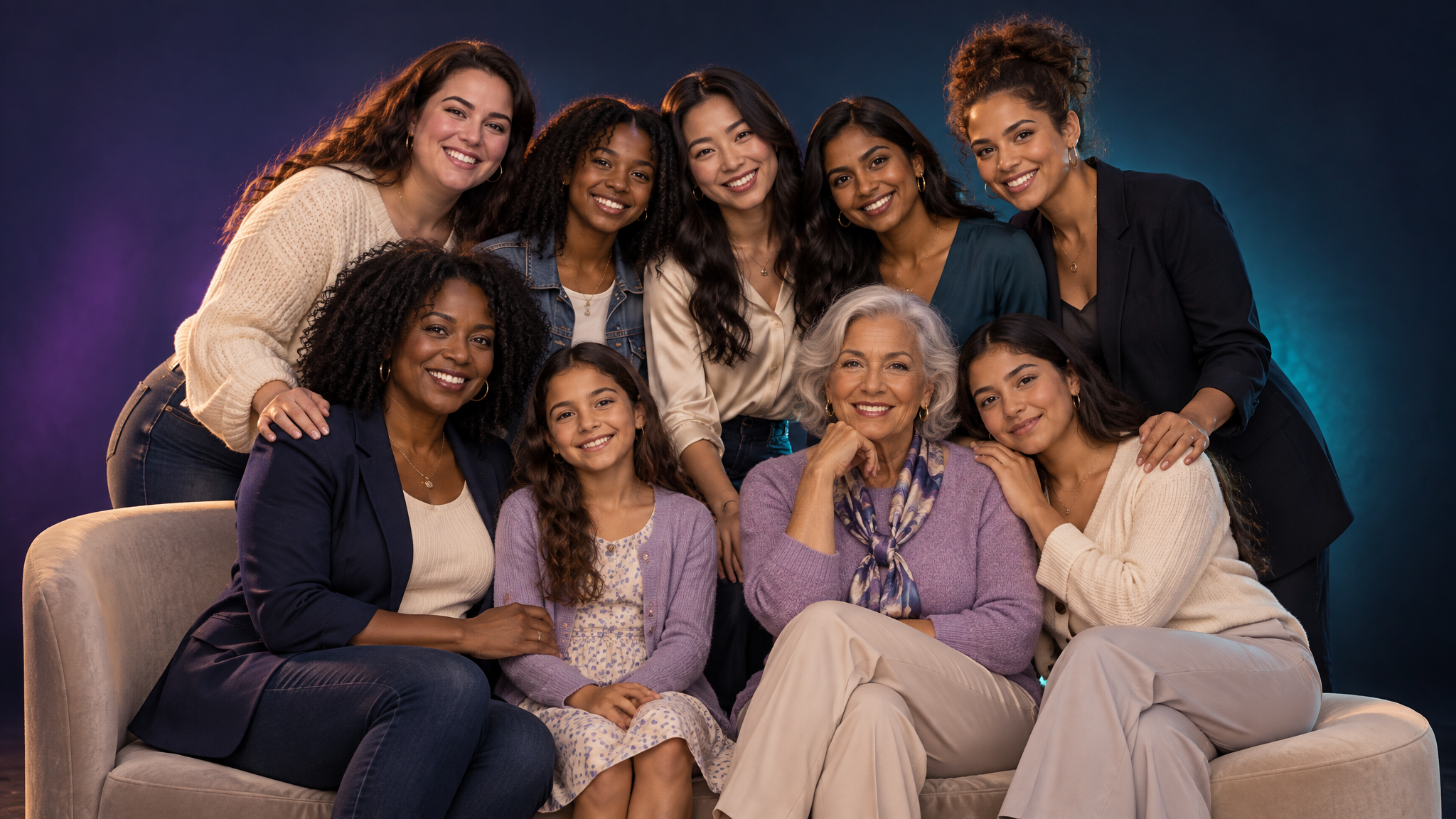 Illustrative depiction of a multigenerational group of women and girls the LUMEN studio is being built to serve